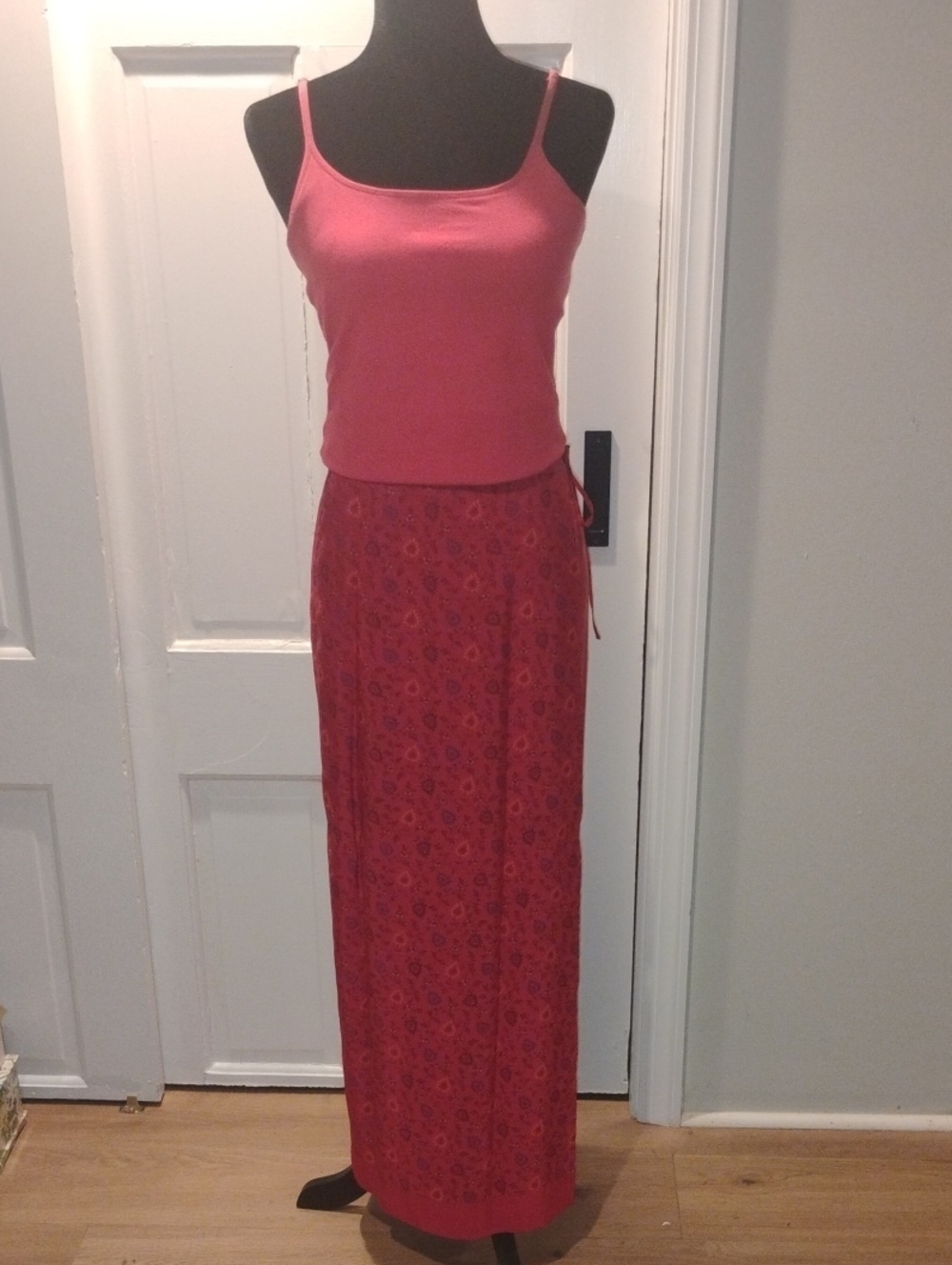 Express Pink-Red Printed Maxi Skirt